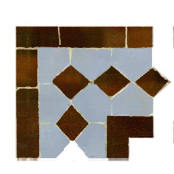 Mosaic House Moroccan tile Dfira DRH-H 19-17 Corner Brown Sky blue  zellige, mosaic, zellij, border, glaze 